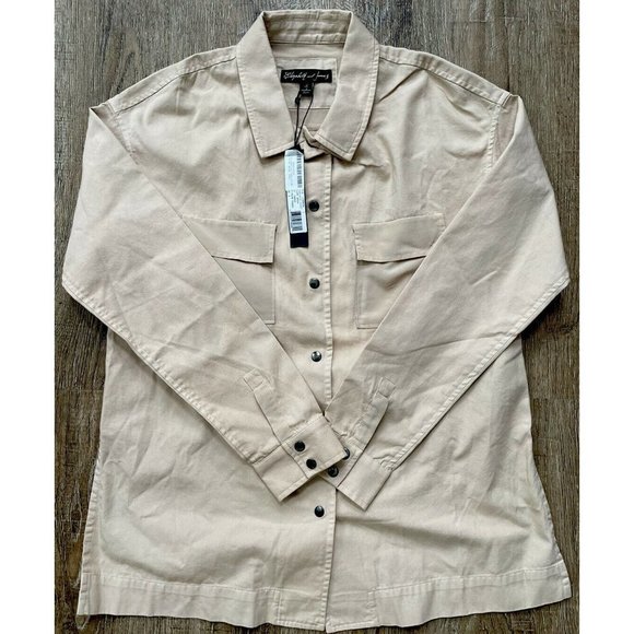 Elizabeth and James Hayden Beige Button Down Shirt Jacket Small - Picture 2 of 7